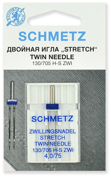 Иглы Schmetz стрейч двойные 130/705 H-S ZWI 4,0/75, 1 шт в Добрянке